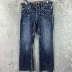 BKE Fulton Bootcut Jeans Men 29x30 (30x29) Blue Thick Stitch Denim Buckle